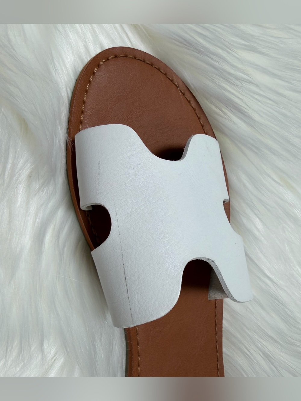 White Cut-Out Jenny Slide Sandals - Picture 3 of 5